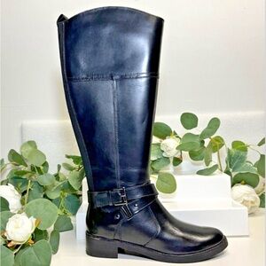 Bandolino Jimani Wide Calf Women's Black Leather Riding Boots Size 6M